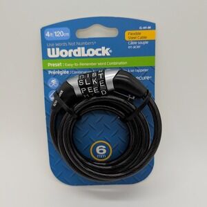 Wordlock Non-Resettable Combination Cable Lock 4 Feet Brand New